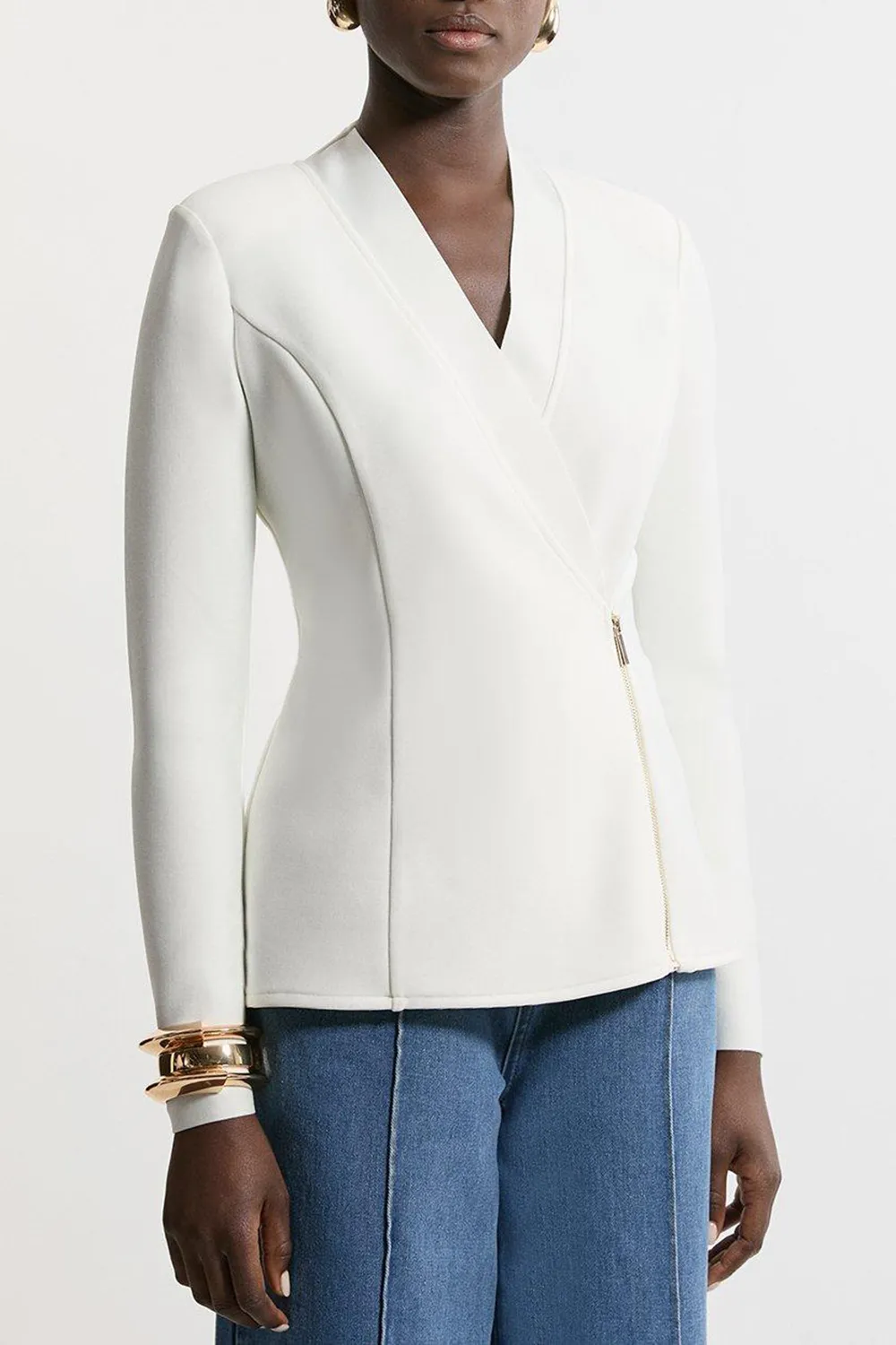 Knit Side Zip Longline Jacket