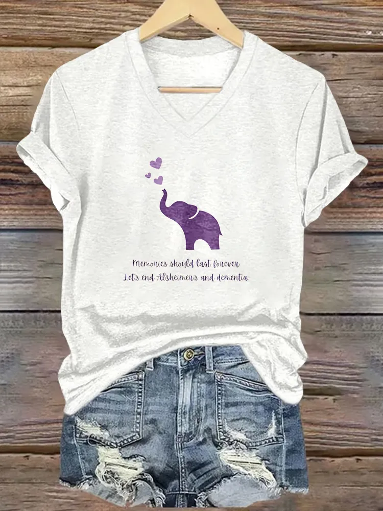 Women'S Memories Should Last Forever Jets End Alzheimer'S And Dementia V-Neck Short-Sleeved T-Shirt