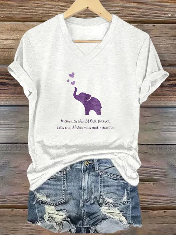 Women'S Memories Should Last Forever Jets End Alzheimer'S And Dementia V-Neck Short-Sleeved T-Shirt
