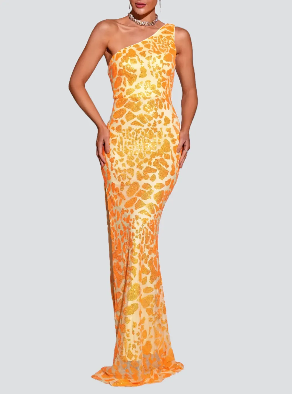 One Shoulder Lace Up High Split Prom Dress