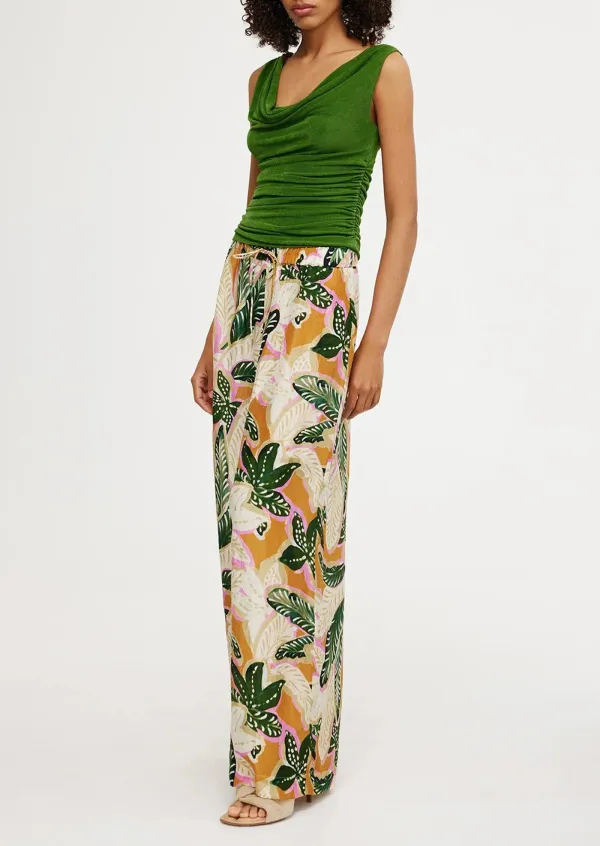 Ruched Sleeveless Cowl Neck Top