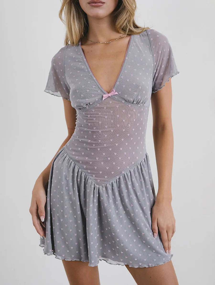 Geni Mini Dress In Heart Flock Grey