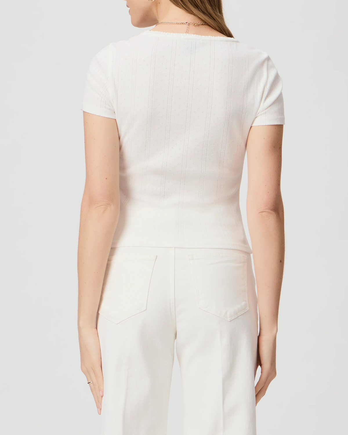 White Square Neck Knit Top