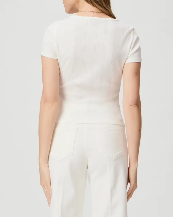 White Square Neck Knit Top
