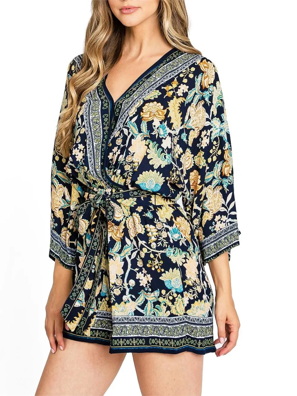Floral Print Kimono - Style Romper