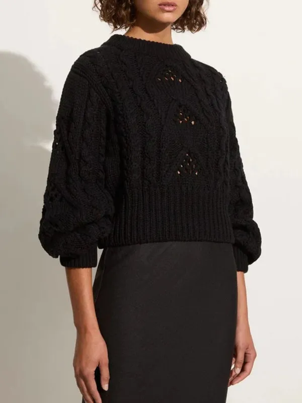 Cable Knit Black Sweater
