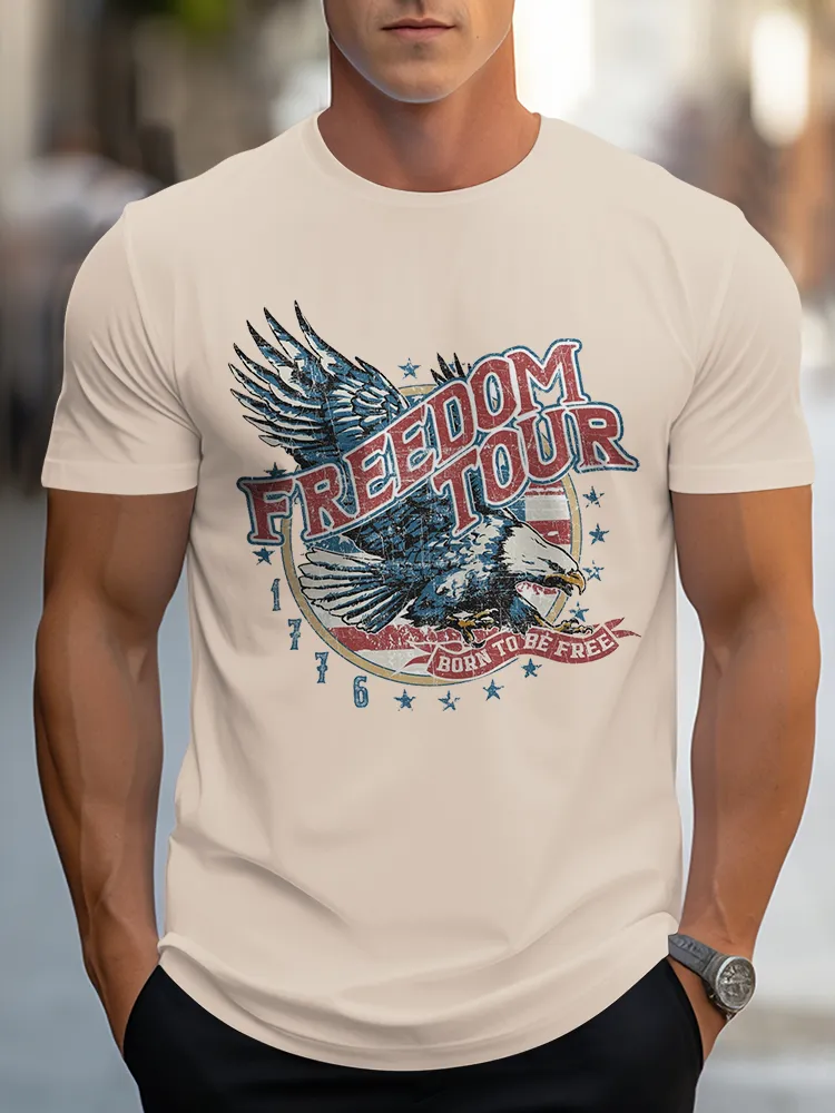 Man'S Freedom Tour 1776 Born To Be Free Round-Neck Short-Sleeved T-Shirt