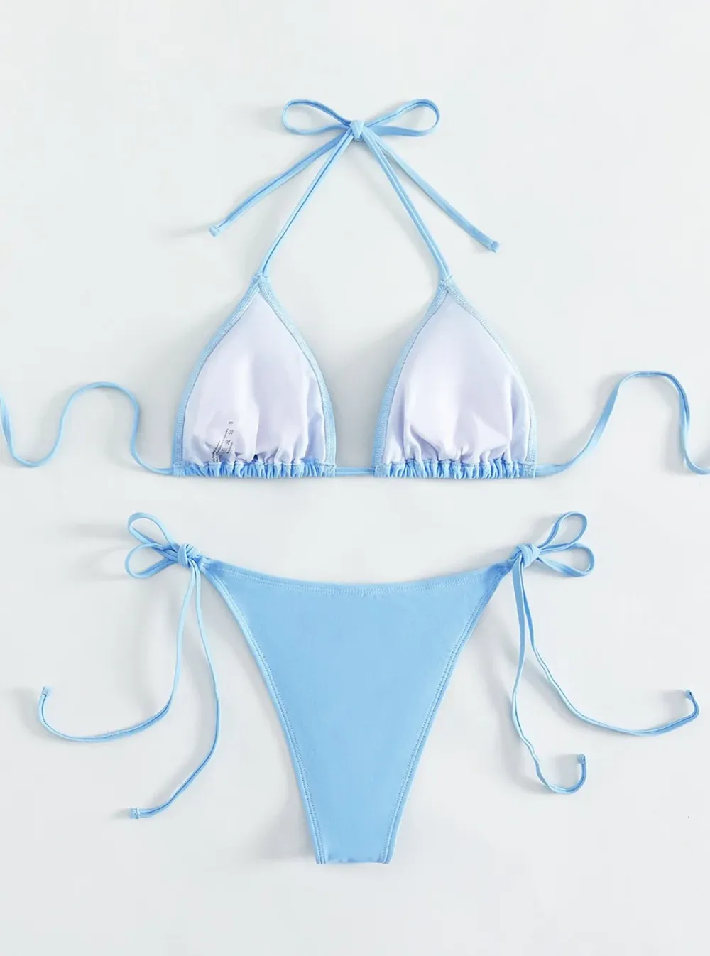 Rhinestone Lace Up Blue Luxury Bikini