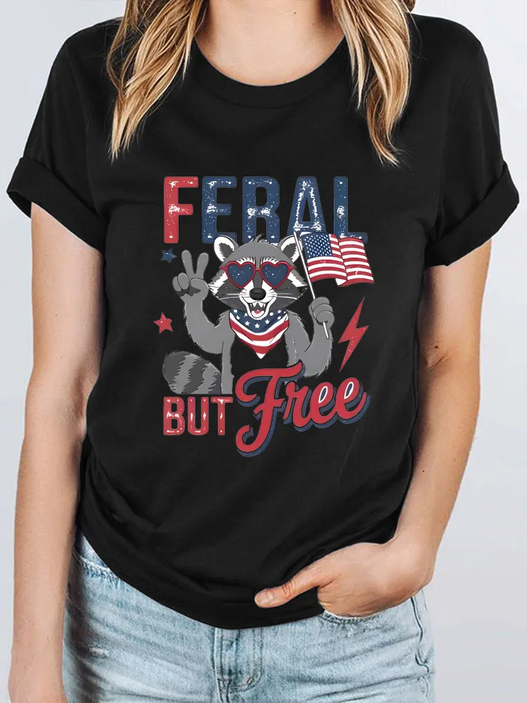 Woman'S Feral But Free Short-Sleeved T-Shirt