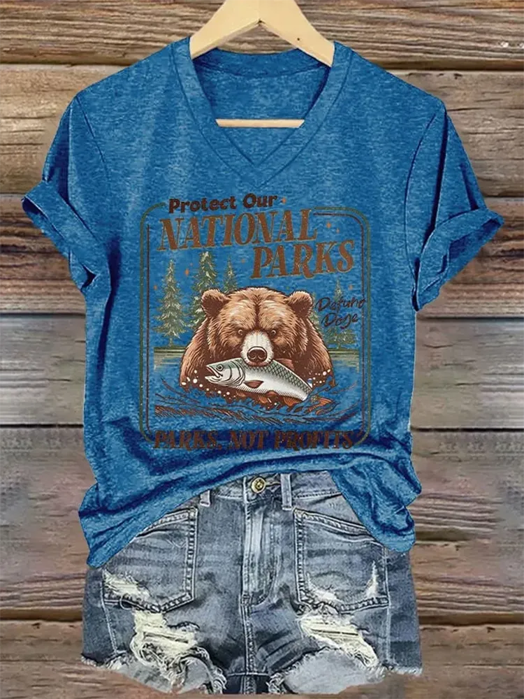 Woman'S Protect Our National Parks V-Neck Short-Sleeve T-Shirt