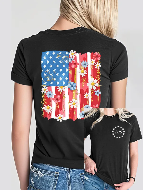 Woman'S 1776 Independence Day Print Short-Sleeved T-Shirt