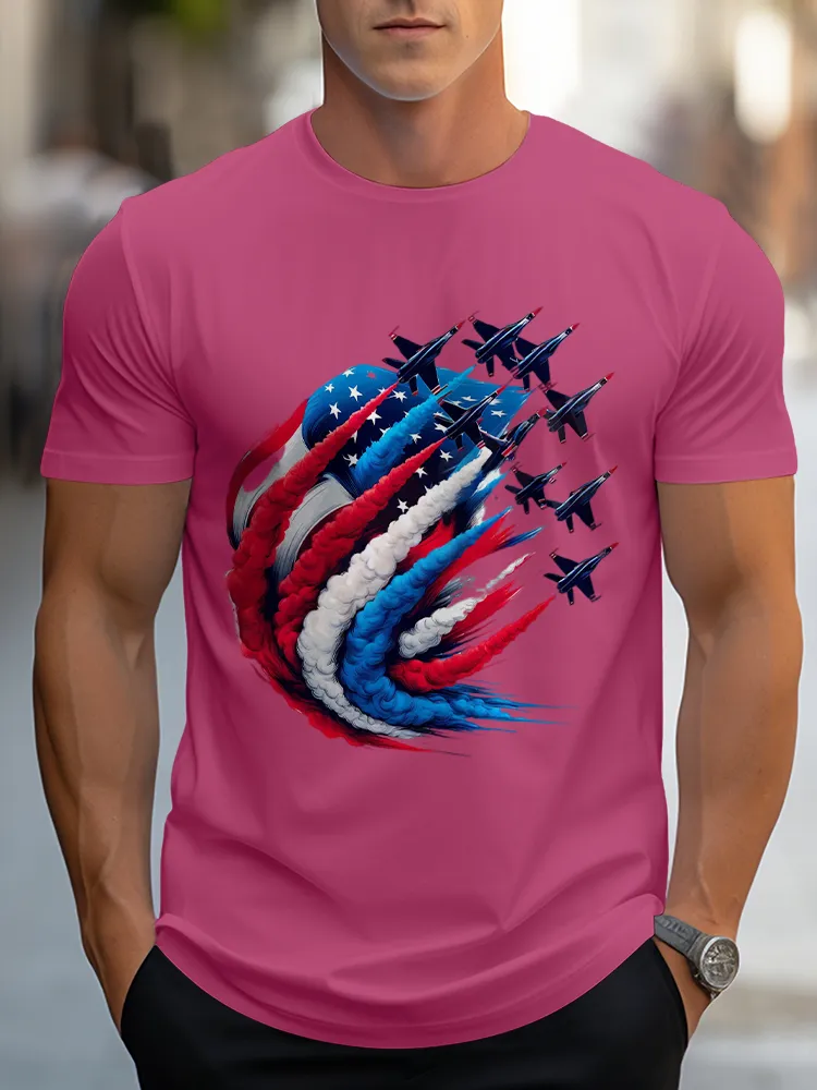 Airplane Smoke-Pulling Performance Print Short Sleeves T-Shirt