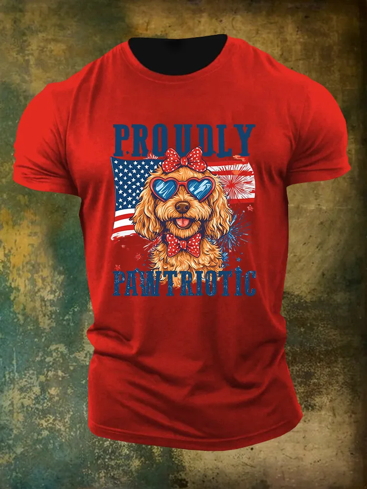 Men'S Proudly Pawtriotic Round-Neck T-Shirt
