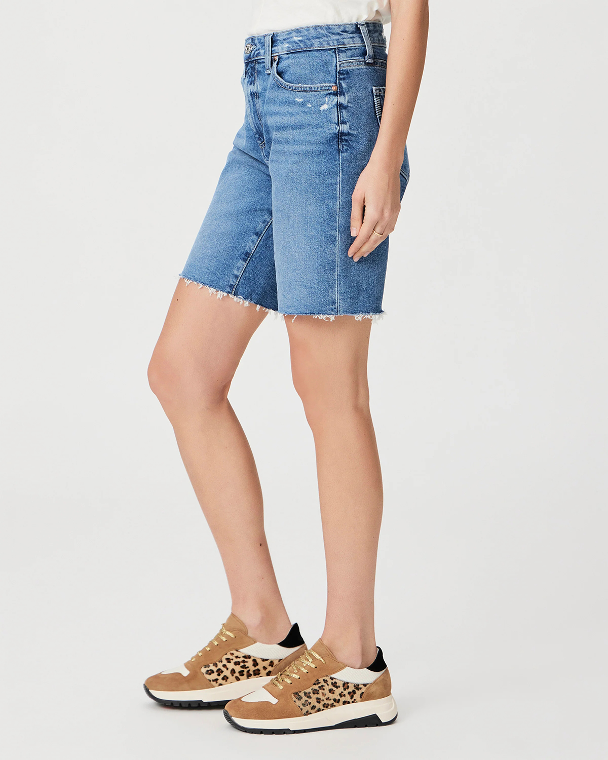 Light Blue Denim Distressed Shorts