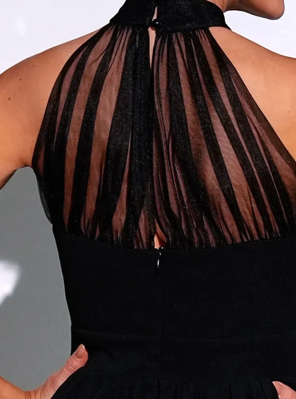Stand Collar A-line Mini Dress