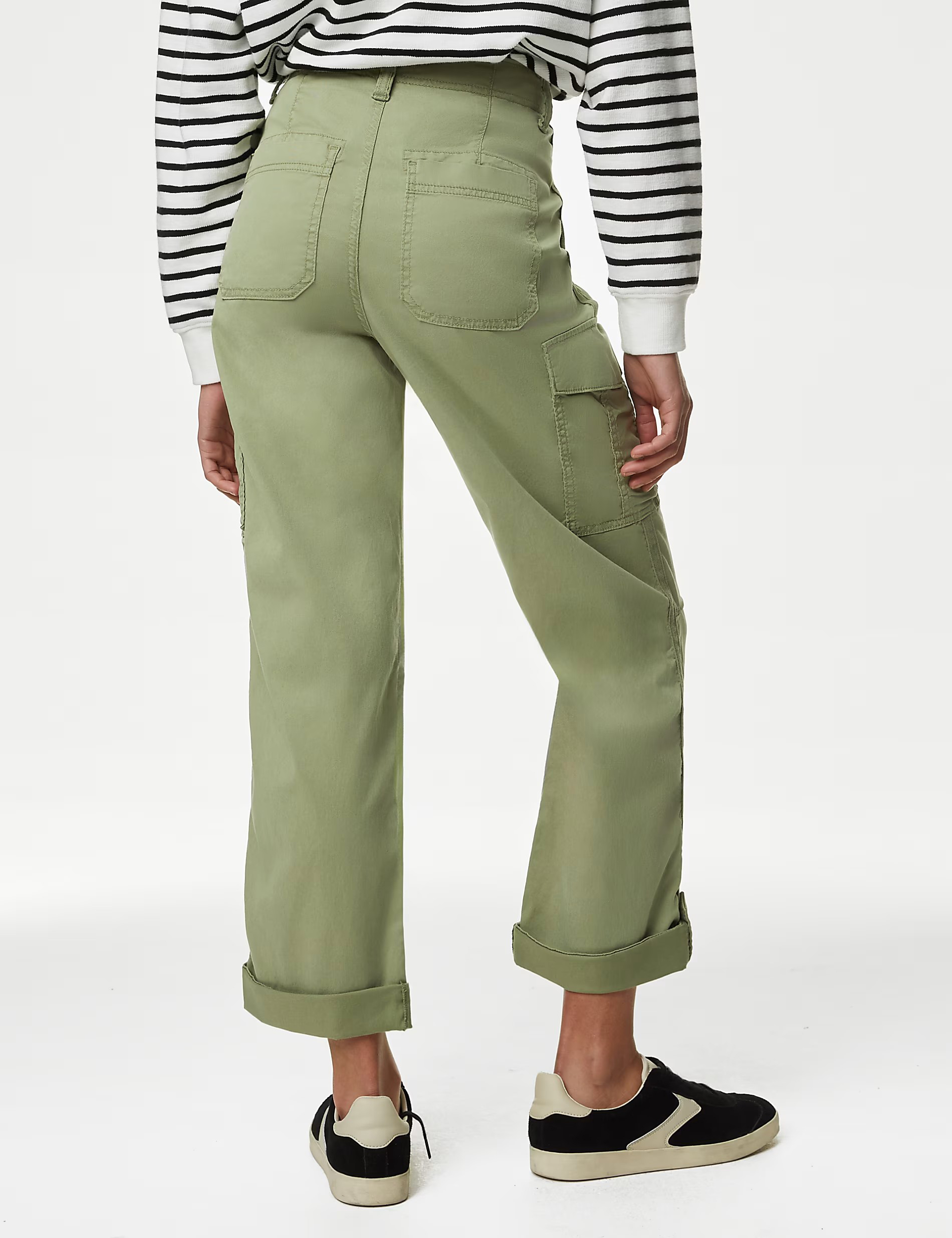 Rich Cargo Tea Dyed Cropped Trousers