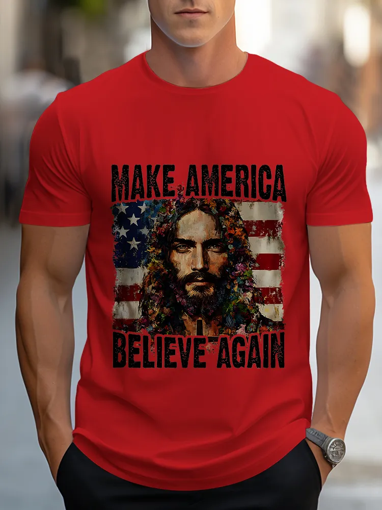 Man'S Make America Believe Again Round-Neck Short-Sleeved T-Shirt