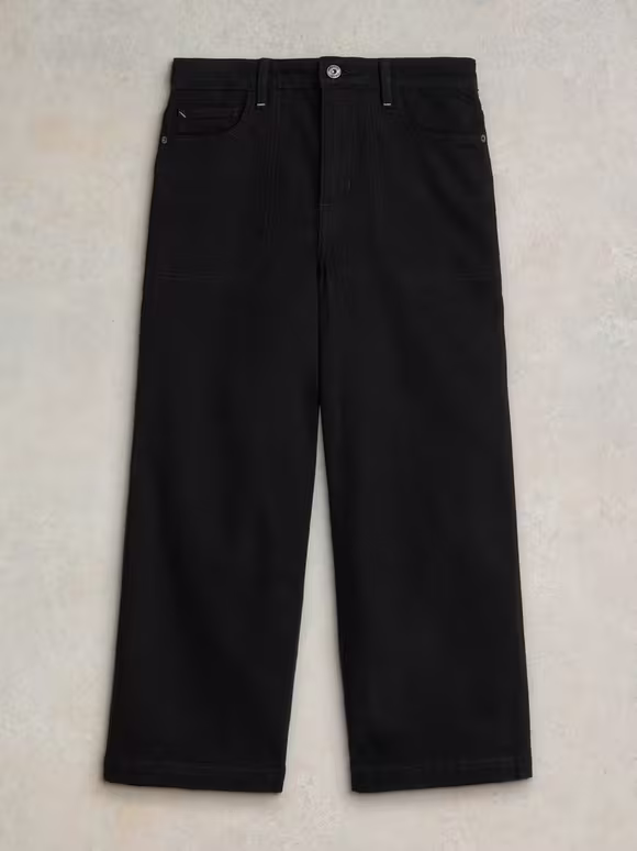 Cropped Wide Leg Jean In Pure Black