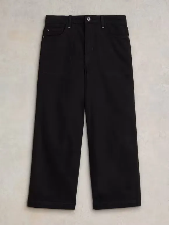 Cropped Wide Leg Jean In Pure Black