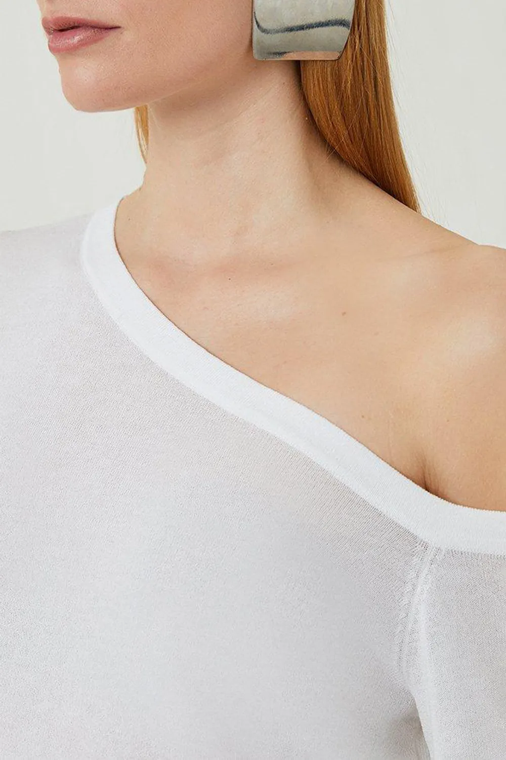 Lightweight Viscose Blend Summer Knit Off Shoulder Top