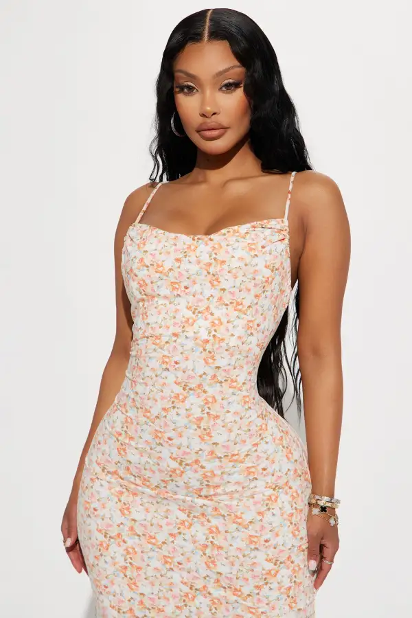Polina Floral Maxi Dress - Coral