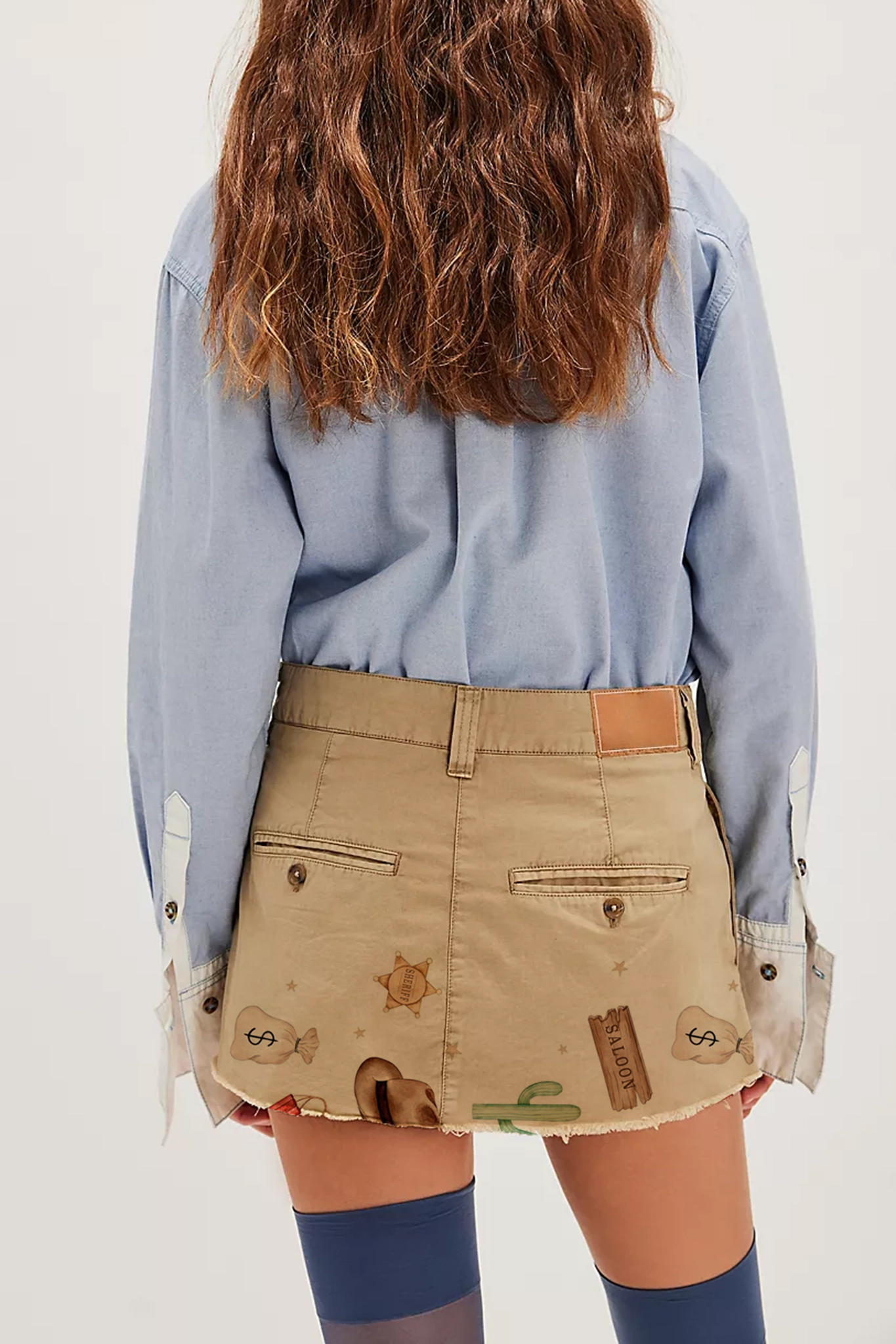 Denim Mini Skirt with Cargo Pockets