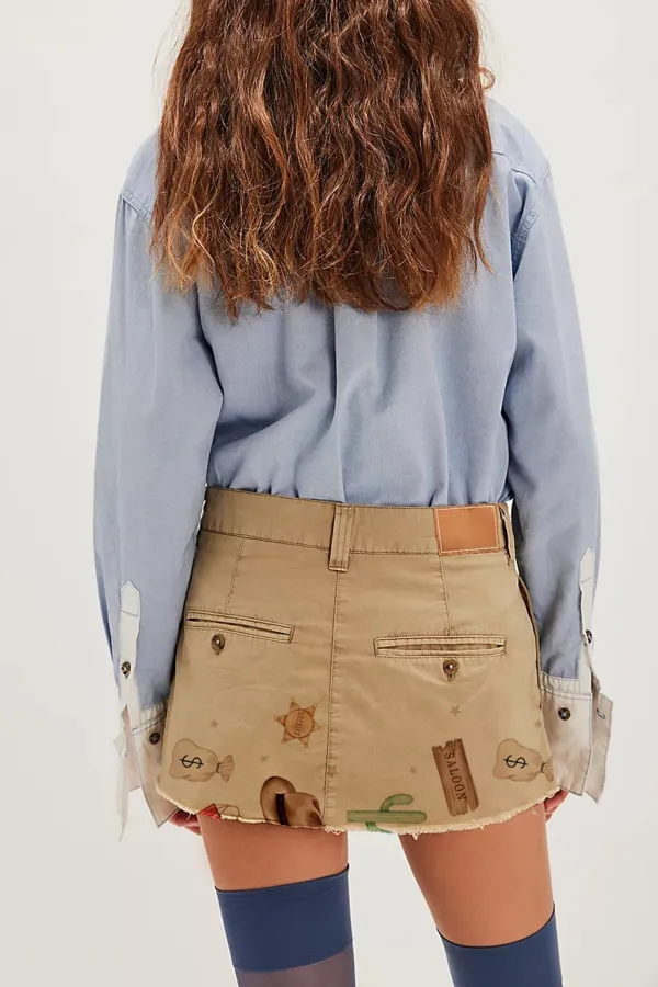 Denim Mini Skirt with Cargo Pockets