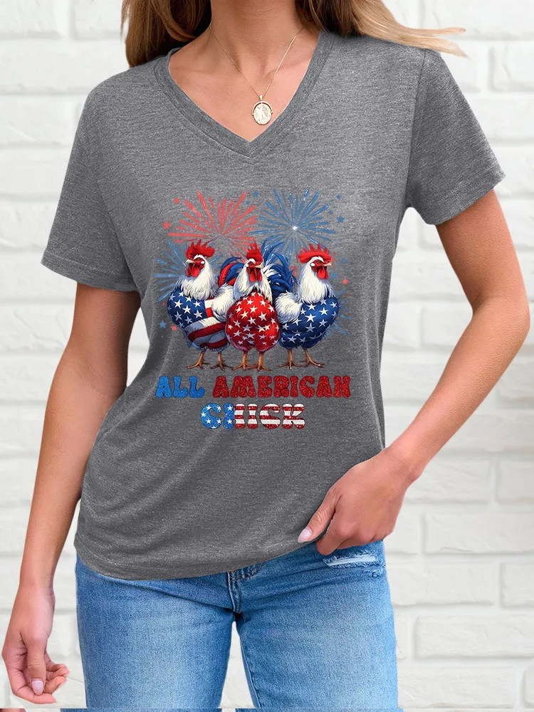 Woman'S Independence Day Print Short-Sleeved T-Shirt