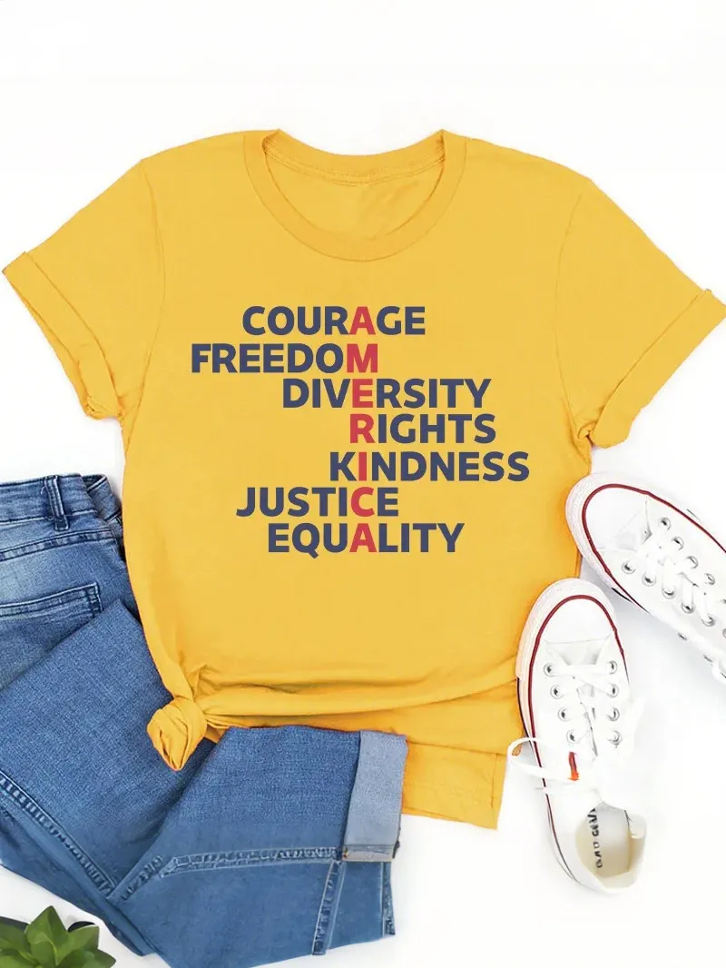 Courage Freedom Diversity Right Kindness Justice Equality America Teacher T-Shirt