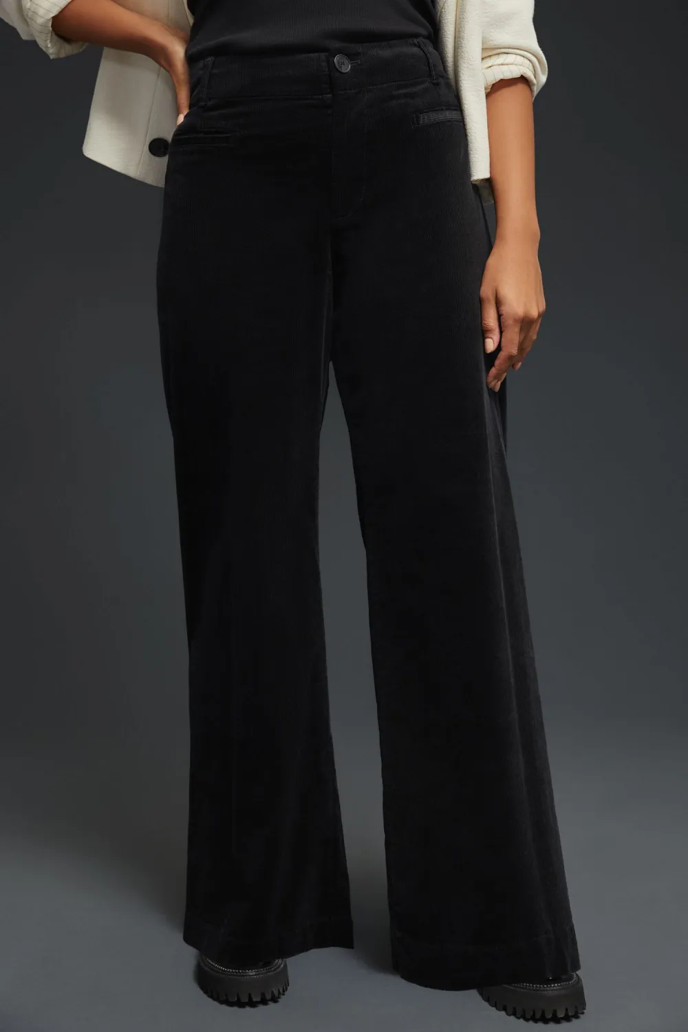 Black Stretch Wide-Leg Pants