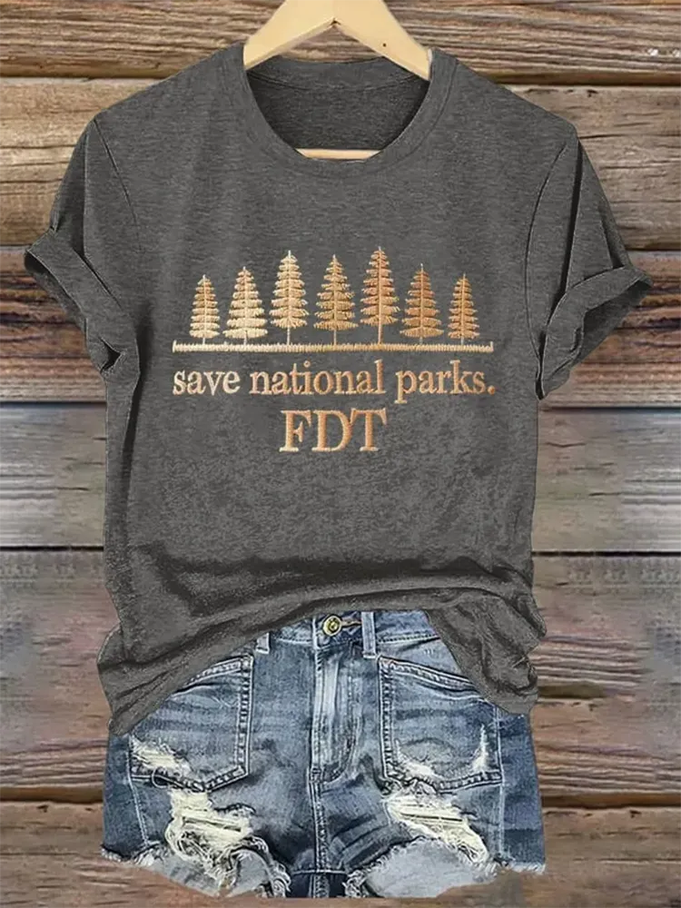 Woman'S Save National Parks Fdt Round-Nack Short Sleeve T-Shirt