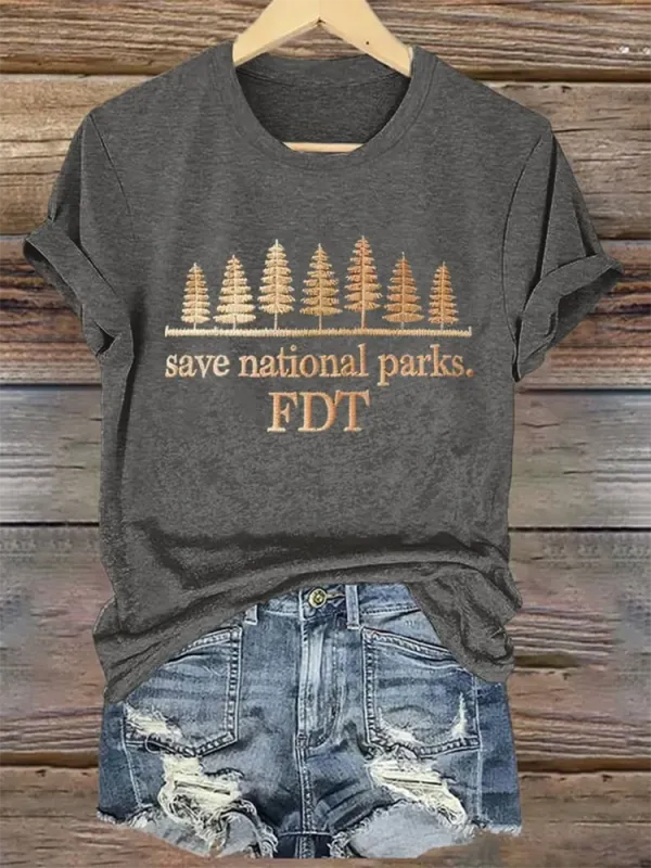 Woman'S Save National Parks Fdt Round-Nack Short Sleeve T-Shirt