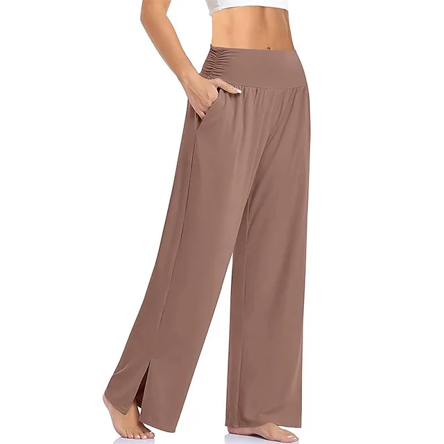 Women's Loungewear Pants with Pockets Solid Color Casual Comfortable Loose Sweatpants Yoga Dance Lady Pants Spring Summer Black Blue