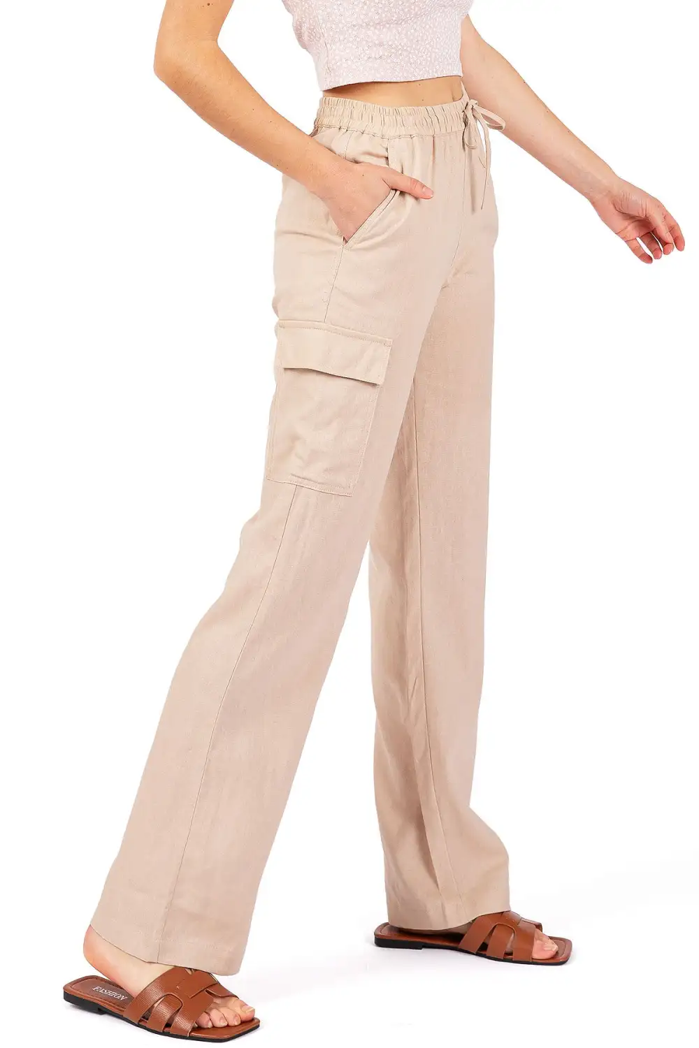 Black Linen - Blend Cargo Pants