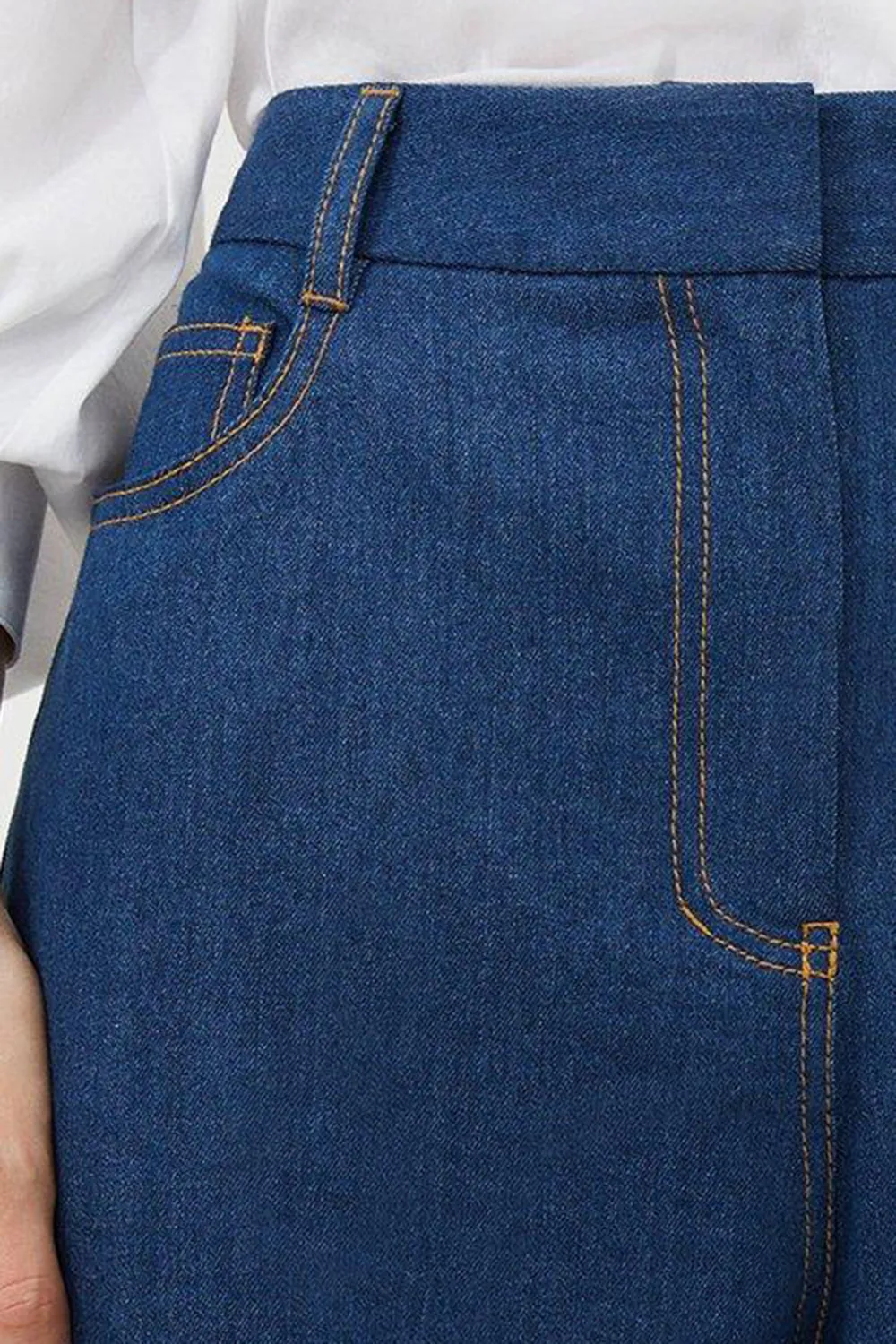 Mid Rise Straight Leg Denim Jeans