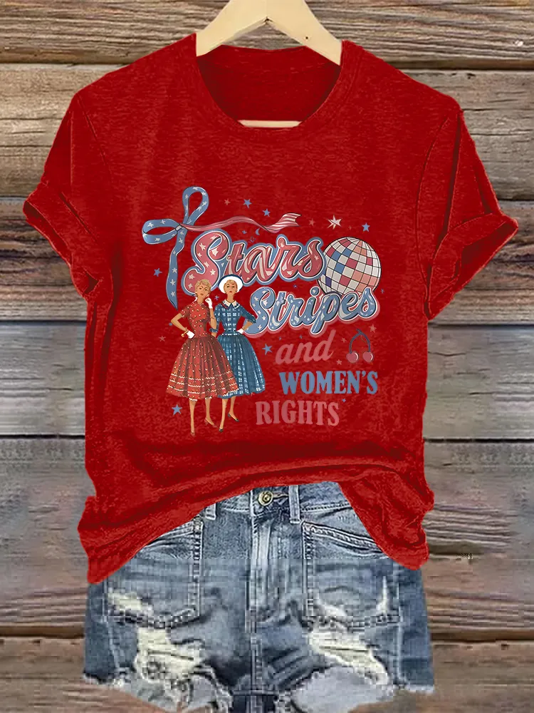 Woman'S Stars Stripes And Women'S Right Crew Neck Short Sleeve T-Shirt