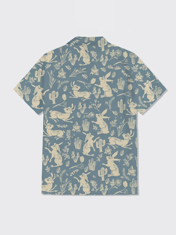 Easter Rabbit On Wheat Field Button Up Shirt