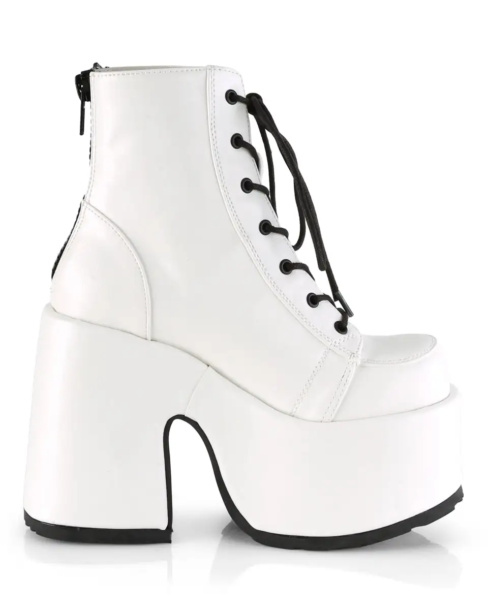 White Lace-Up Women's Platform Ankle Boots