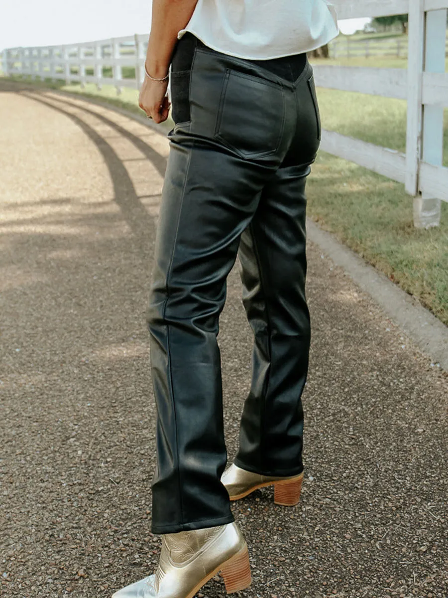 Vintage Faux Leather Slim Pants
