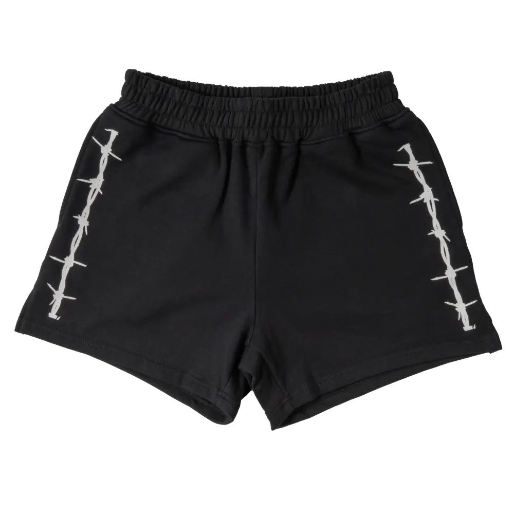 COTTON SHORTS (MID THIGH CUT) BARBWIRE - BLACK / WHITE