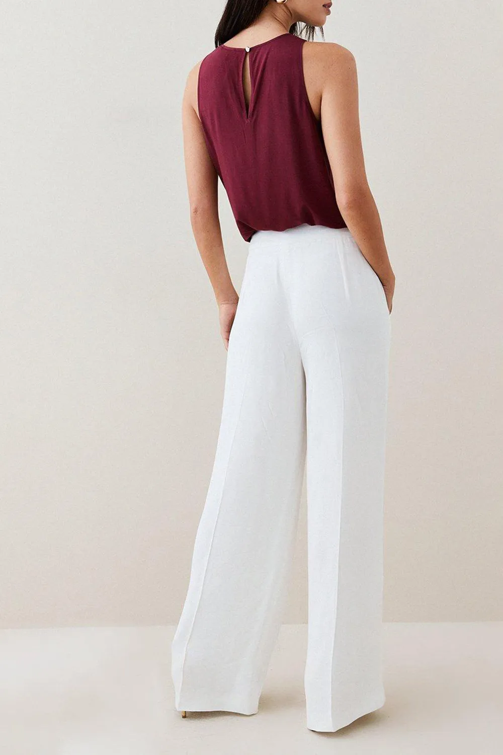 Tall Viscose Satin Back Crepe Wide Leg Trouser