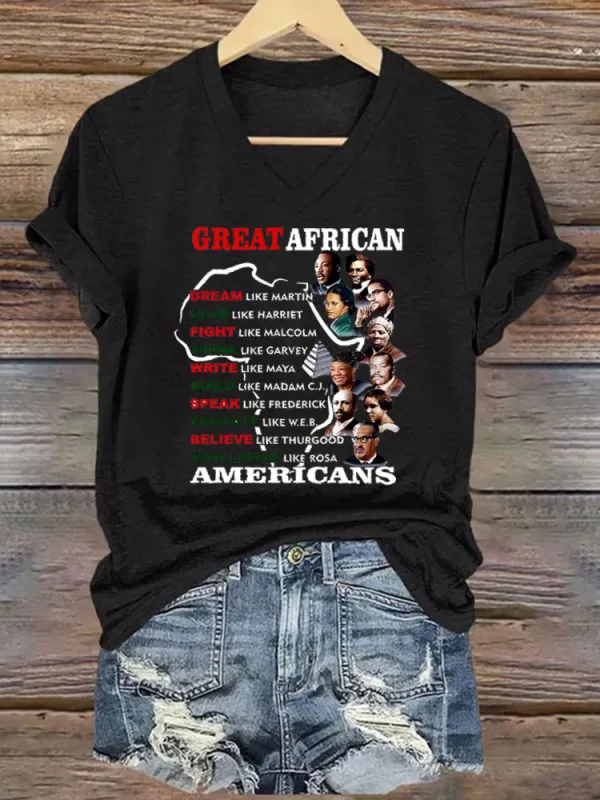Women'S V-Neck T-Shirt Educated Great African Americans