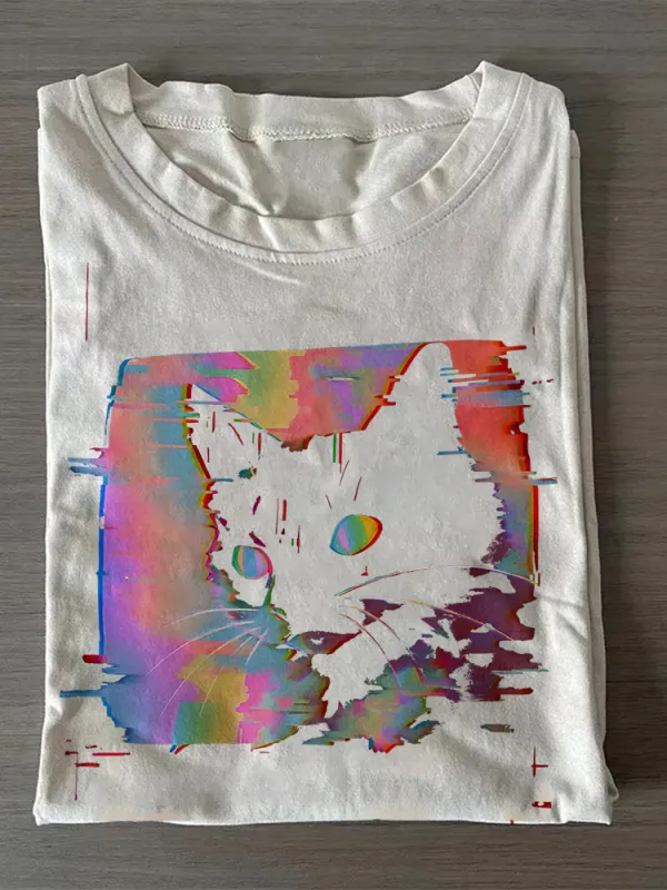 Psychedelic Weirdcore Cat T-Shirt
