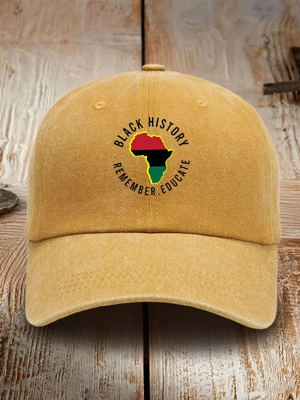 Black History Remember Educate Washed Baseball Cap