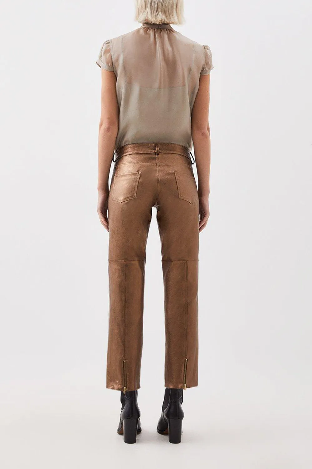 Metallic Stretch Leather 5 Pocket Trouser