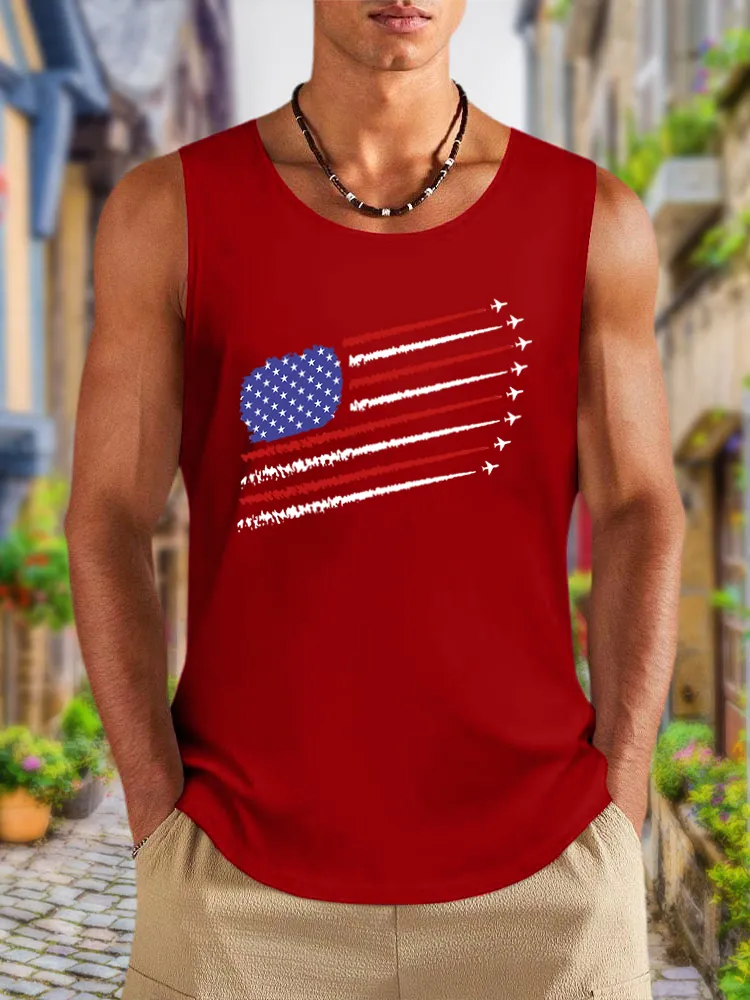 Men'S Independence Day Round-Necked Sleeveless Vest