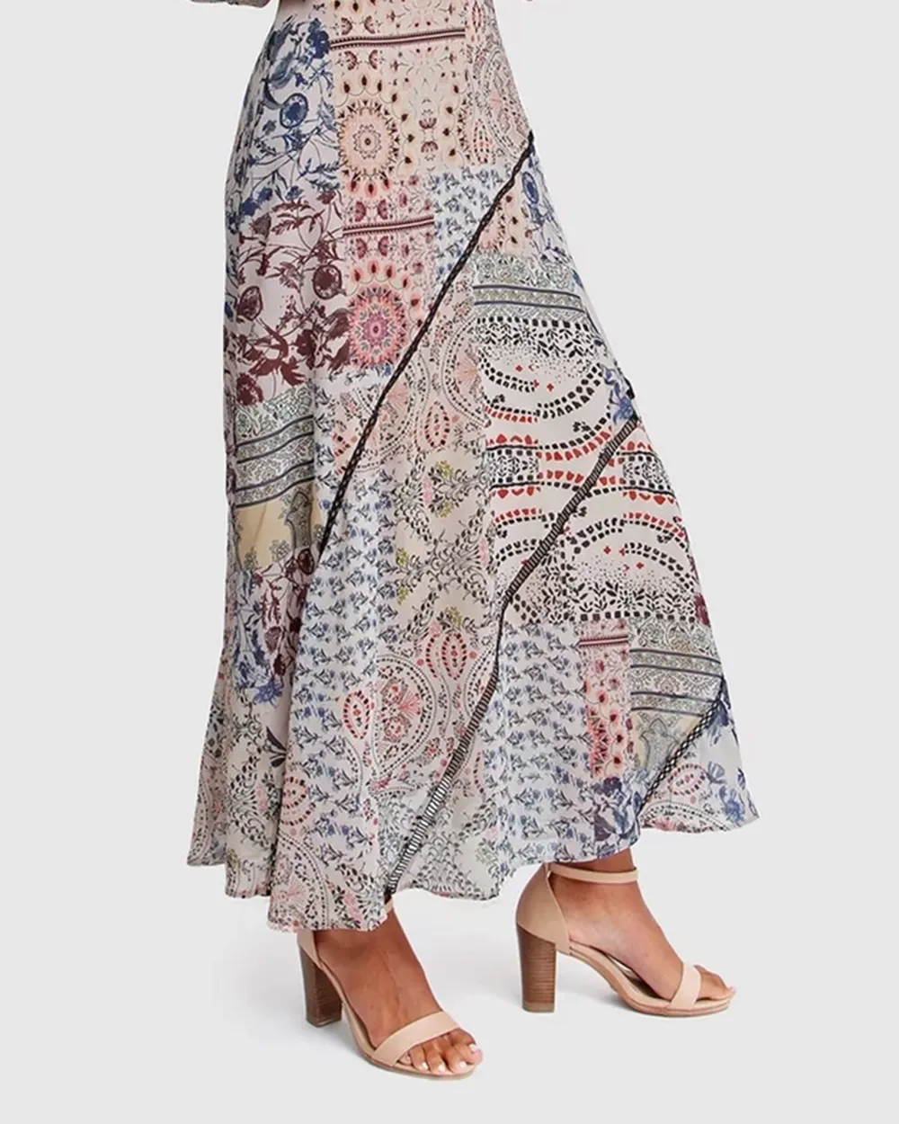 Chiffon Print Long Sleeve Maxi Dress