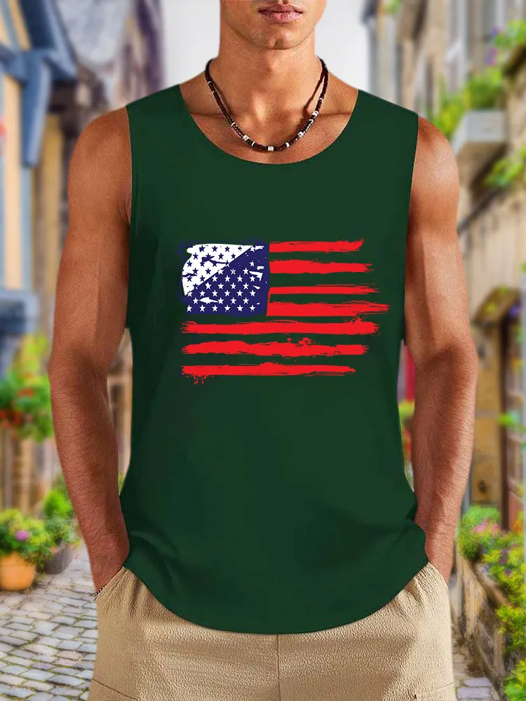 Men'S National Flag Print Round-Necked Sleeveless Vest