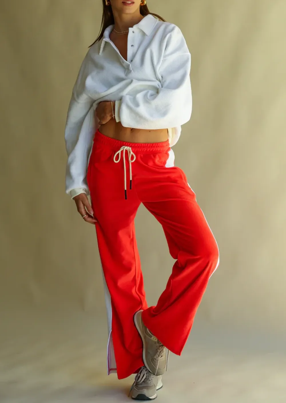 Red Terry Cloth Track Pants