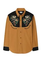 Men's Skull Dinosaurs and Flowers Long Sleeves Shirt